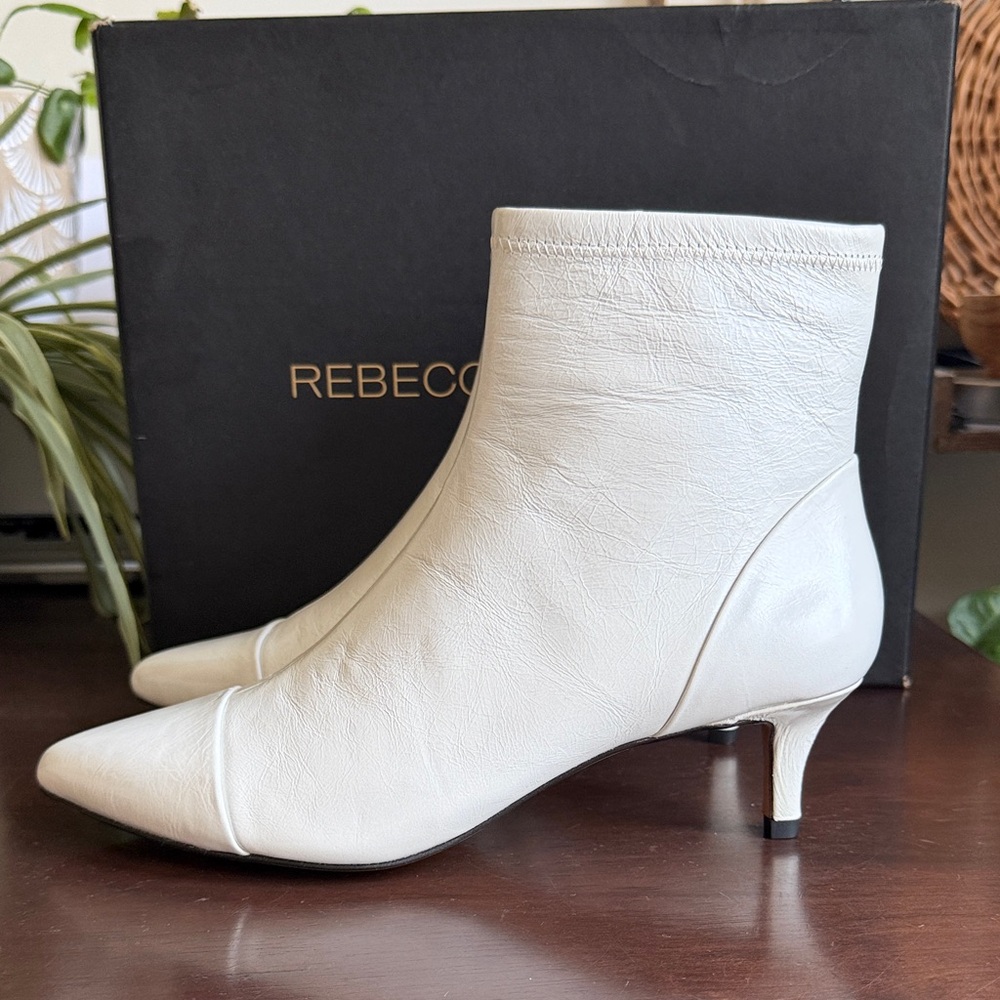 Rebecca Minkoff White Siya Heeled Ankle Boots 7.5
